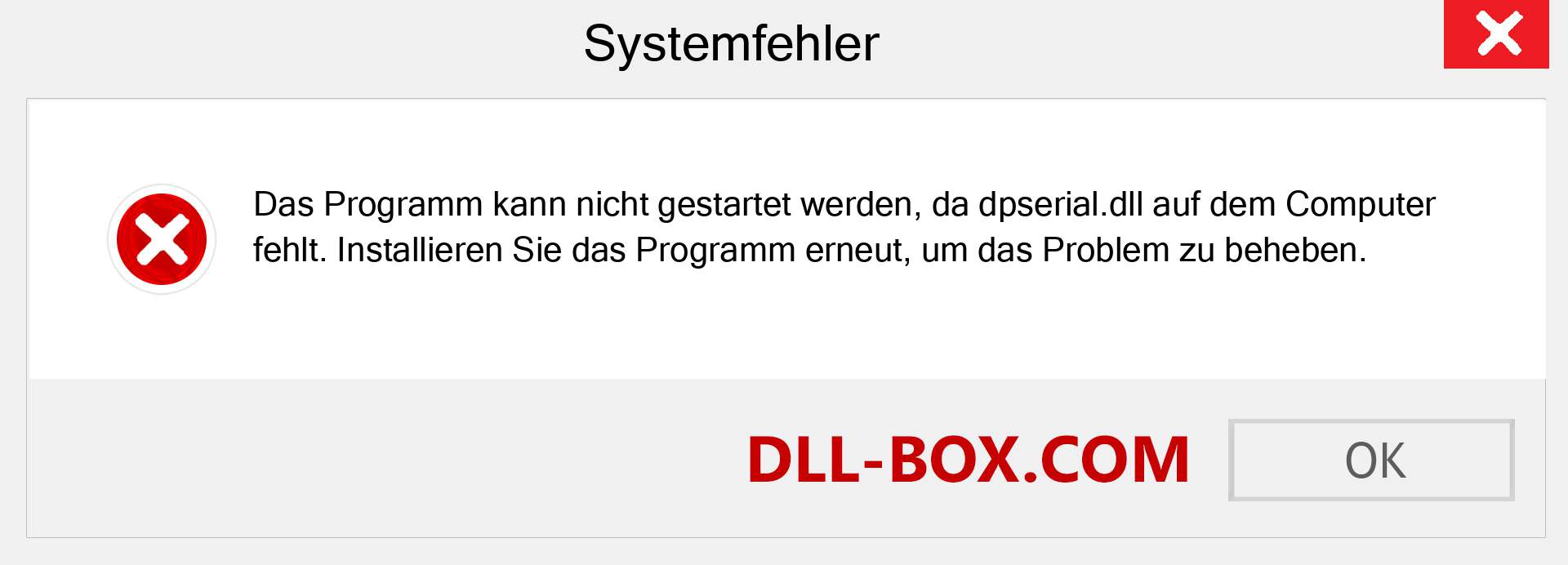 dpserial.dll-Datei fehlt?. Download für Windows 7, 8, 10 - Fix dpserial dll Missing Error unter Windows, Fotos, Bildern